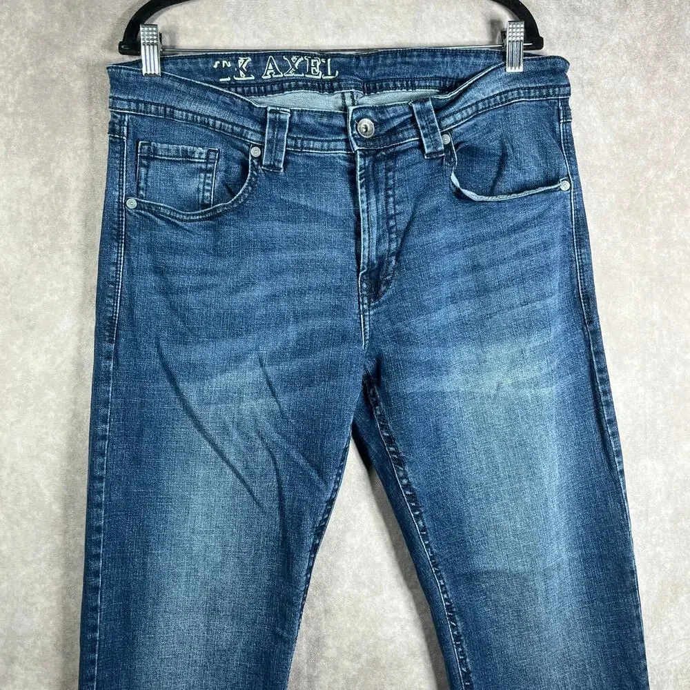 The Axel Jeans Mens Size 36X32 Blue Medium Wash Denim Straight Leg‎ Stretch